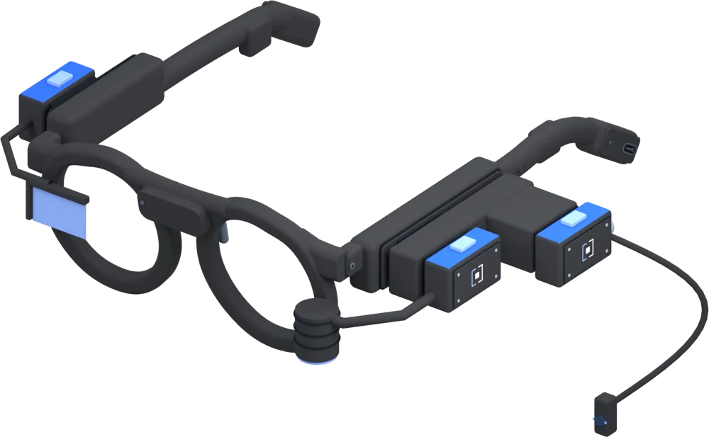 Los lentes de Alba Labs con los tres módulos de la configuración elegida (concepto)