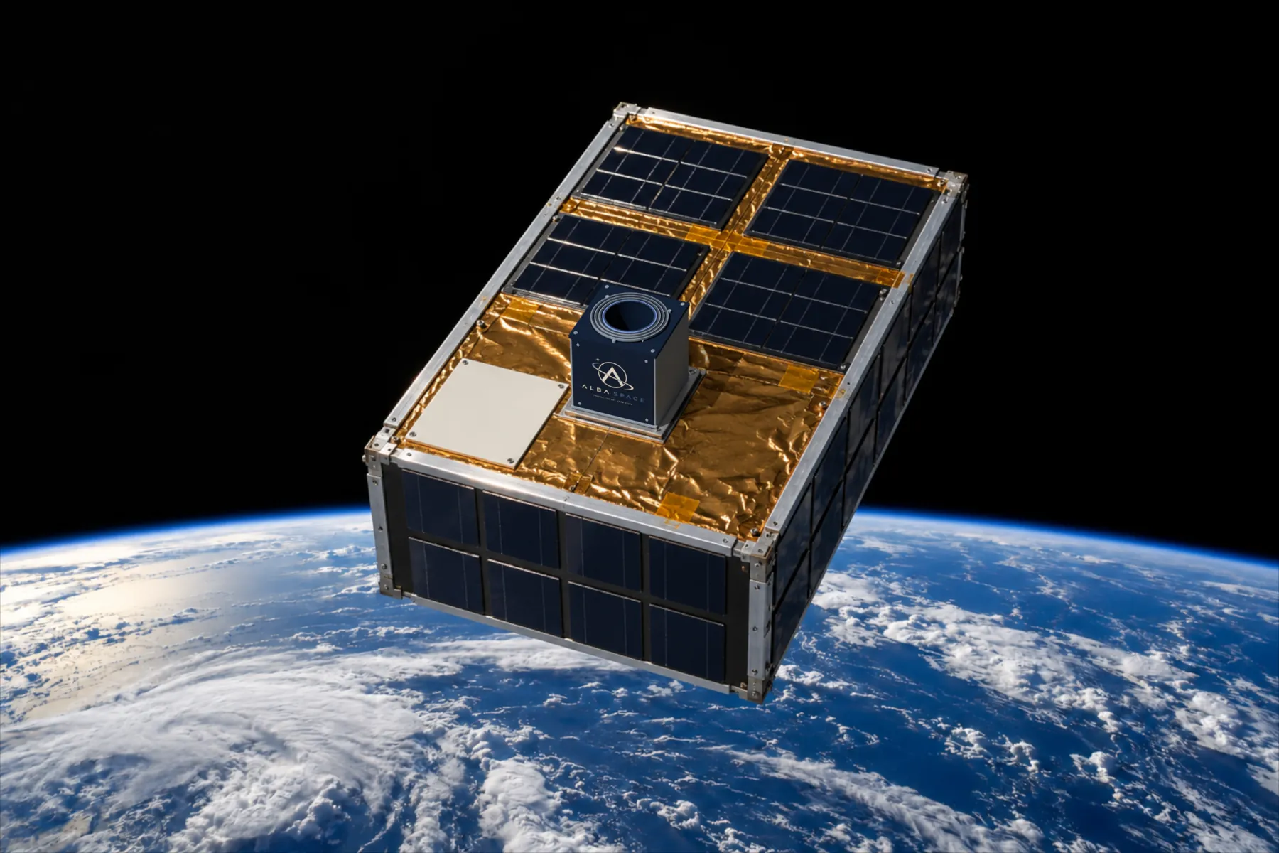 Concepto de un CubeSat sobre la Tierra